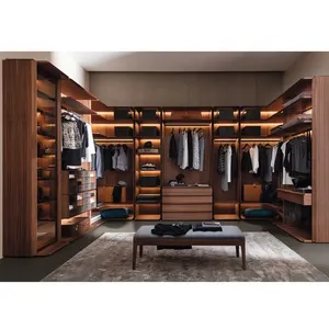 木质贴面卧室家具衣柜木质衣柜现代简约设计墙
