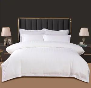 Luxo hotel branco atacado 100% algodão 300TC lençol/cama folha conjunto 4 peça king size