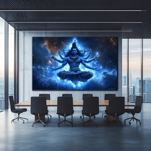 Cuadro <span class=keywords><strong>de</strong></span> Porcelana con Cristal <span class=keywords><strong>de</strong></span> Lujo Moderno del Dios Hindú Shiva, Impresión HD, Arte Mural Cósmico <span class=keywords><strong>de</strong></span> Mahadev para Sala <span class=keywords><strong>de</strong></span> Estar o Sofá - Product Image 5