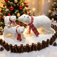 Ornement de simulation d'ours polaire grand format avec écharpe, jouet d'ours blanc géant, décoration de Noël, petit cadeau, aménagement de centre commercial