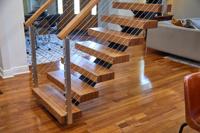 YL METAL Garde-corps en câble à marches droites en bois de qualité supérieure pour intérieur, escalier flottant moderne avec éclairage LED, conception d'escalier