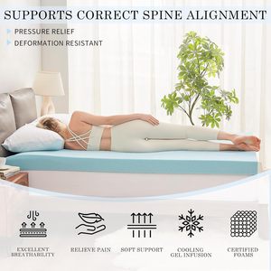 4 inch làm mát Bộ nhớ bọt Nệm Topper Nữ Hoàng mật độ cao nệm mềm giường Topper - Product Image 2