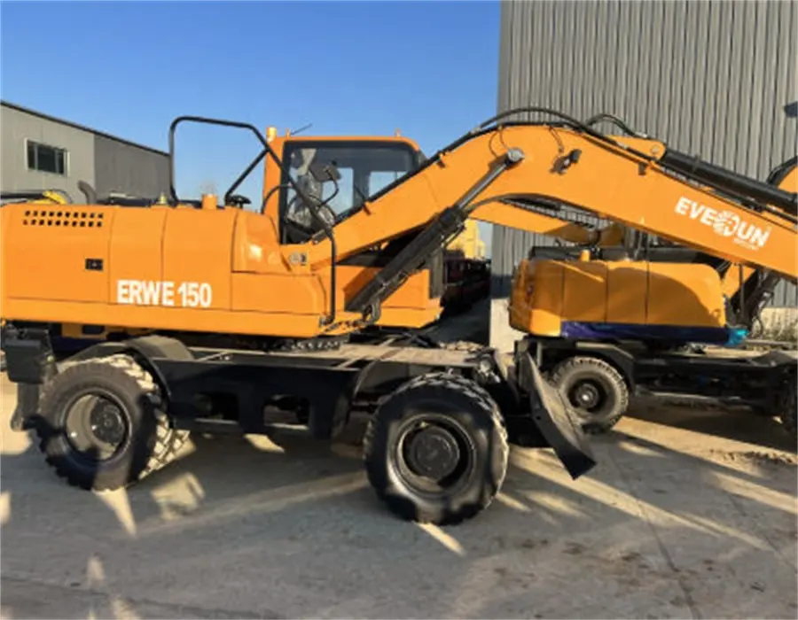 EVERUN ERWE150 13500kg pelle frontale neuve pompe hydraulique compacte pour jardin excavatrices sur pneus haute qualité pour maison de ferme à vendre