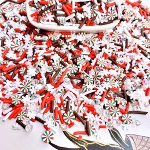 CHENXI 500g Confettis en argile polymère sur le thème de Noël, mélange de pingouins, flocons de neige, perles, garniture pour slime, personnalisé en 3D - Product Image 4