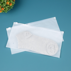 Portable Horizontal CPE Apparel Bag Transparent Frosted Zipper Self Seal Bag For Personal <b>Clothes</b> <b>Storage</b> - Product Image 5