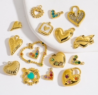 Acier inoxydable DIY Bijoux en forme de coeur Pendentif Pierres précieuses colorées Conception évidée polyvalente Pendentifs à la mode Charmes