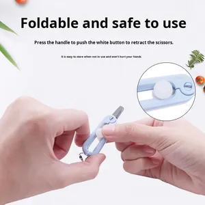 Industrial Simple Mini Portable Foldable Scissors Paper-Cutting <strong>Hand</strong> <strong>Tool</strong> with Round Tip and Retractable Keychain Pendant - Product Image 5