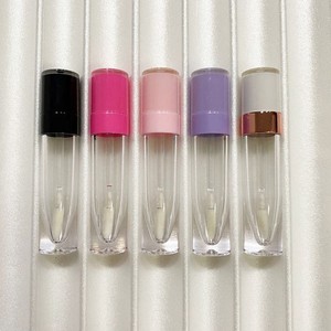 Tube de brillant à lèvres rond en plastique de 7 ml, avec applicateur, couleurs <span class=keywords><strong>rose</strong></span> fuchsia, violet, blanc, noir – En stock, vente chaude - Product Image 1