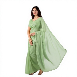 Vexotrend Indian Designer Women's <b>Satin</b> Chiffon <b>Saree</b> Beautiful Patola Design Traditional Style Wedding Diwali Party Wear - Product Image 1