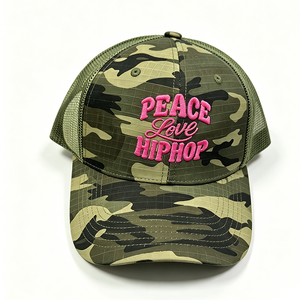 Casquettes Trucker Camouflage en Coton Méché à 6 Panneaux avec Logo Brodé en Relief Personnalisé et Impression Camouflage, Bicolores, Vente en Gros - Product Image 3