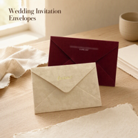 Enveloppes de luxe personnalisées en velours pour invitations de mariage, avec logo doré, bordeaux et crème, à rabat en V, pour cartes d'invitation