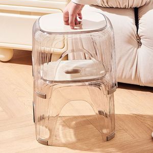 Tabouret en plastique transparent 31x24.5x25cm, chaise de douche pour salle de bain, siège de table basse pour salon - Product Image 4
