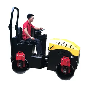 Compactador de rodillo con vibración para carretera, compactador para Mini rodillo de carretera de 5 toneladas, HON-DA amarillo único, nuevo modelo