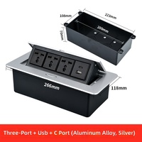 Prise de table universelle 13A à trois trous en alliage d'aluminium, à insertion lente, compatible UE, Royaume-Uni, États-Unis, pour bureau
