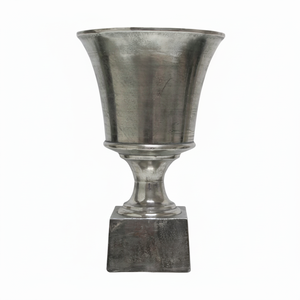 Urna de Metal Plateado Antiguo sobre Base Cuadrada de Metal y Aluminio, Centros de Mesa para Bodas, Decoración, Florero, Jarrón para Interiores y Exteriores - Product Image 1