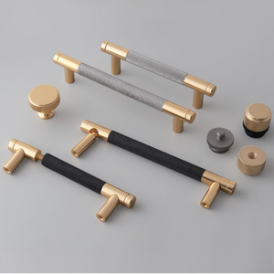 Light Luxury Double Gold High-end Wardrobe <strong>Door</strong> Handle Modern Simple Drawer Cabinet Single Hole Handle - Product Image 5
