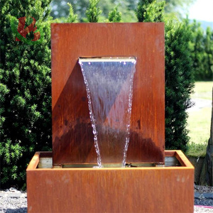 Fontaine d'eau en <span class=keywords><strong>acier</strong></span> corten avec écran LED, installation facile, design Art déco moderne pour utilisation en extérieur dans les jardins - Product Image 4