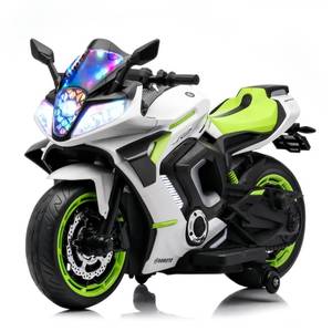 มอเตอร์ไซค์ไฟฟ้าสำหรับเด็ก สีขาวเขียว ขับเคลื่อนด้วยแบตเตอรี่ - Product Image 1