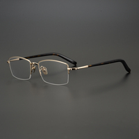 Lunettes de vue pour hommes en titane de haute qualité, demi-monture, lunettes optiques, monture en acétate, lunettes carrées