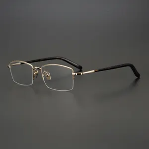 Usine spot haute qualité titane hommes affaires demi-cadre lunettes cadre optique lunettes cadre