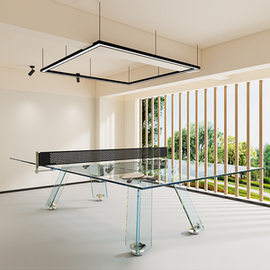 Mesa de Tenis de Mesa Deportiva de Vidrio Templado Resistente, Moderna, Multifuncional para Interiores, de Acero Inoxidable, Venta al Por Mayor, OEM, ODM - Product Image 6