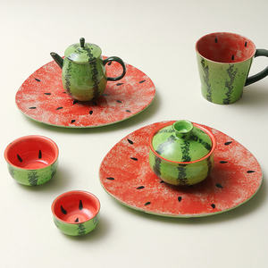 <b>Ceramic</b> Watermelon Serving <b>Plate</b> Set With Lid For Tea Party Novelty Dishes - Product Image 1