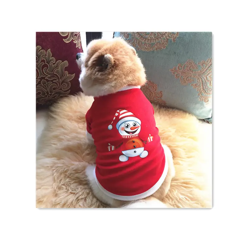 Manufacturer Pet Christmas Warm Fleece Clothes For Dog and Cat Festival Soft Cute Autumn and Winter Clothing