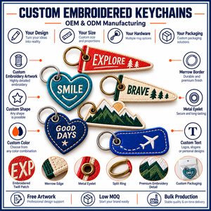Llavero Bordado Personalizado, Parche de Tela para Viajes al Aire Libre, Anillo para Llaves, Colgante Personalizado para Bolsos, OEM ODM - Product Image 4