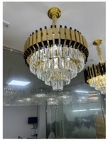 2025 or noir moderne lustre-salon verre K9 cristal grand pendentif lumières lampe salon hôtel luxe lustre en cristal