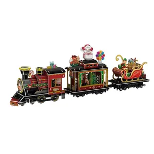 Обучающая игрушка, игровой набор, 3D пазл из пенопласта, Рождественский поезд для детей