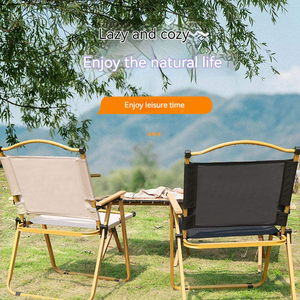 Chaise de camping pliable légère et portable, accoudoirs en bois de hêtre, tissu Oxford 600D, imperméable, robuste, mobilier d'extérieur, pique-nique - Product Image 5