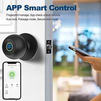 Sinovo Nouveauté Serrure Intelligente à Bouton Noire Déverrouillage Biométrique par Empreinte Digitale Pêne Simple Verrouillage Automatique Serrure de Porte Intelligente