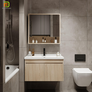 <span class=keywords><strong>Meuble</strong></span>-lavabo mural en contreplaqué étanche avec miroir et rangement intégré – Offre spéciale - Product Image 1