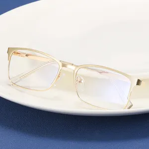 마이크 광학 고품질 금속 안경 남성 사각 안티 블루 라이트 안경 프레임 2023 비 처방 안경 91293