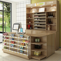 Caisse en bois de supermarché, comptoir de réception, armoire à alcool, magasin de commodité, simple, moderne, combinaison de bar, vitrine