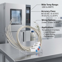 Capteur de température PT100 SR101-2 à diamètre personnalisé 3-6mm, précision 1°C, -200~600°C, 2/3/4 fils pour processus industriels