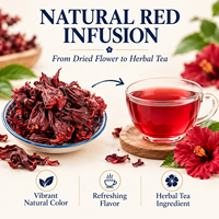 Fleur d'hibiscus séchée de qualité supérieure, ingrédient pour tisane, fleur de roselle naturelle, fournisseur en gros pour les applications de tisanes et de boissons