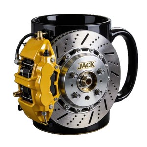 Taza personalizada con diseño de disco de freno, de acero inoxidable, roja y amarilla, artículos de bebida novedosos para entusiastas de los coches - Product Image 5