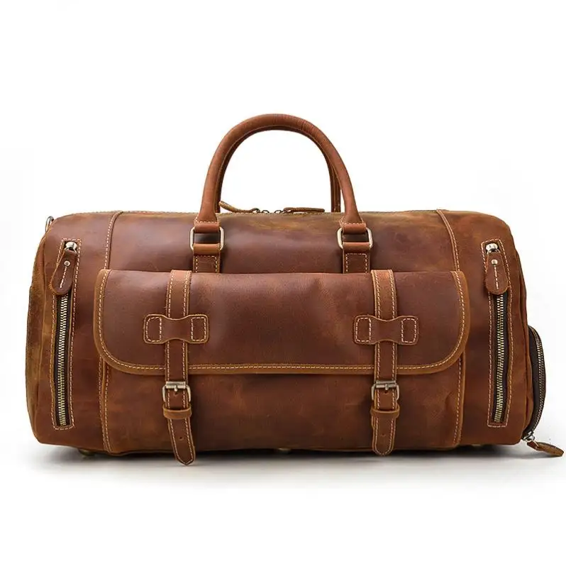 Most popular products upscale Men simple design Cow Hide Leather Luggage Shoes Compartment Travel Bag