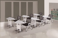 Table de formation mobile modulaire moderne avec roues Assemblage facile Salle de conférence pliante avec couvercle rabattable durable pour bureau d'étude de réunion