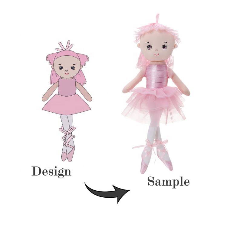 女の子のためのピンク色のバレエラグ人形カスタムデザインOEMソフト