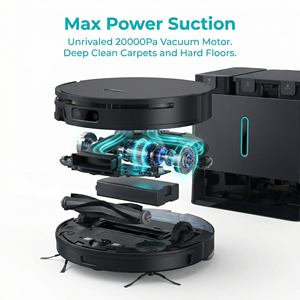 หุ่นยนต์ดูดฝุ่นสำหรับบ้าน แรงดูด 20000Pa แบตเตอรี่ 52000mAh ถูพื้นแบบเปียกและแห้ง 3 in 1 ทำความสะอาดอัตโนมัติ ดูดฝุ่นแบบเปียกและแห้ง - Product Image 5