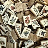 Mahjong américain à motif marbré, tuiles en acrylique Bouledogue français, portable pour la maison, style chinois créatif, fabriqué à Hangzhou