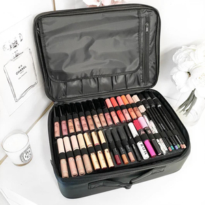 Thời trang lớn mỹ phẩm du lịch trường hợp màu đen PVC da với Dot mô hình dây kéo đóng cửa loại túi phong cách - Product Image 1