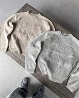 Pull en tricot épais gaufré à motif épineux, personnalisé avec lignes abstraites, coupe ample, pour la collection d'automne de la marque High Neutral Street