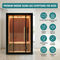 Cabine de sauna infrarouge avec panneaux en carbone, structure en bois, pour spa à domicile, avec porte en verre