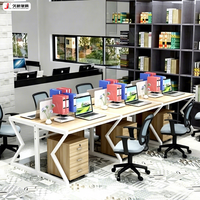 JIUSHUN Mobilier de bureau personnalisable, poste de travail moderne en panneaux de bois, bureau pour personnel d'entreprise pour 4, 6 ou 8 personnes