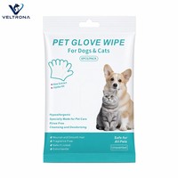 Gants SPA VELTRONA sans rinçage, 6 pièces, hypoallergéniques, à l'aloe vera et au jojoba, lingettes pour animaux de compagnie, pour chiens et chats, désodorisantes
