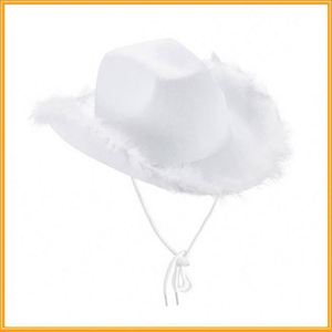 Chapeaux de cowgirl de style occidental pour femmes et filles, chapeau Fedora à bord roulé, bordure en plumes, rose, chapeaux de cowgirl - Product Image 5