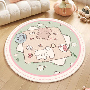 Alfombra Infantil Redonda de Dibujos Animados, Antideslizante, Diseño Moderno para Dormitorio, Área de Juegos, Segura para Niños, Lavable con Agua - Product Image 2
